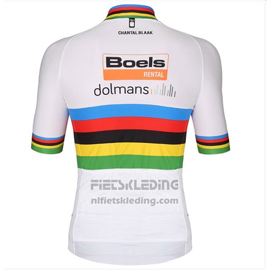 2018 Fietskleding UCI Wereldkampioen Leader Boels Dolmans Wit Korte Mouwen en Koersbroek